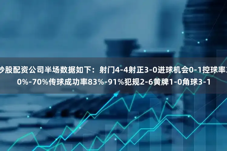 炒股配资公司半场数据如下：射门4-4射正3-0进球机会0-1控球率30%-70%传球成功率83%-91%犯规2-6黄牌1-0角球3-1